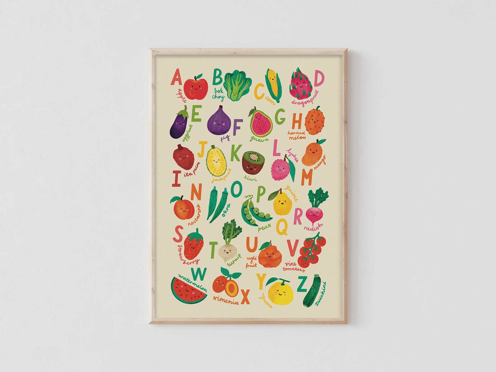 Lauren Sissons - Fruit + Veg A-Z Alphabet Print - The Ivy Room Adelaide