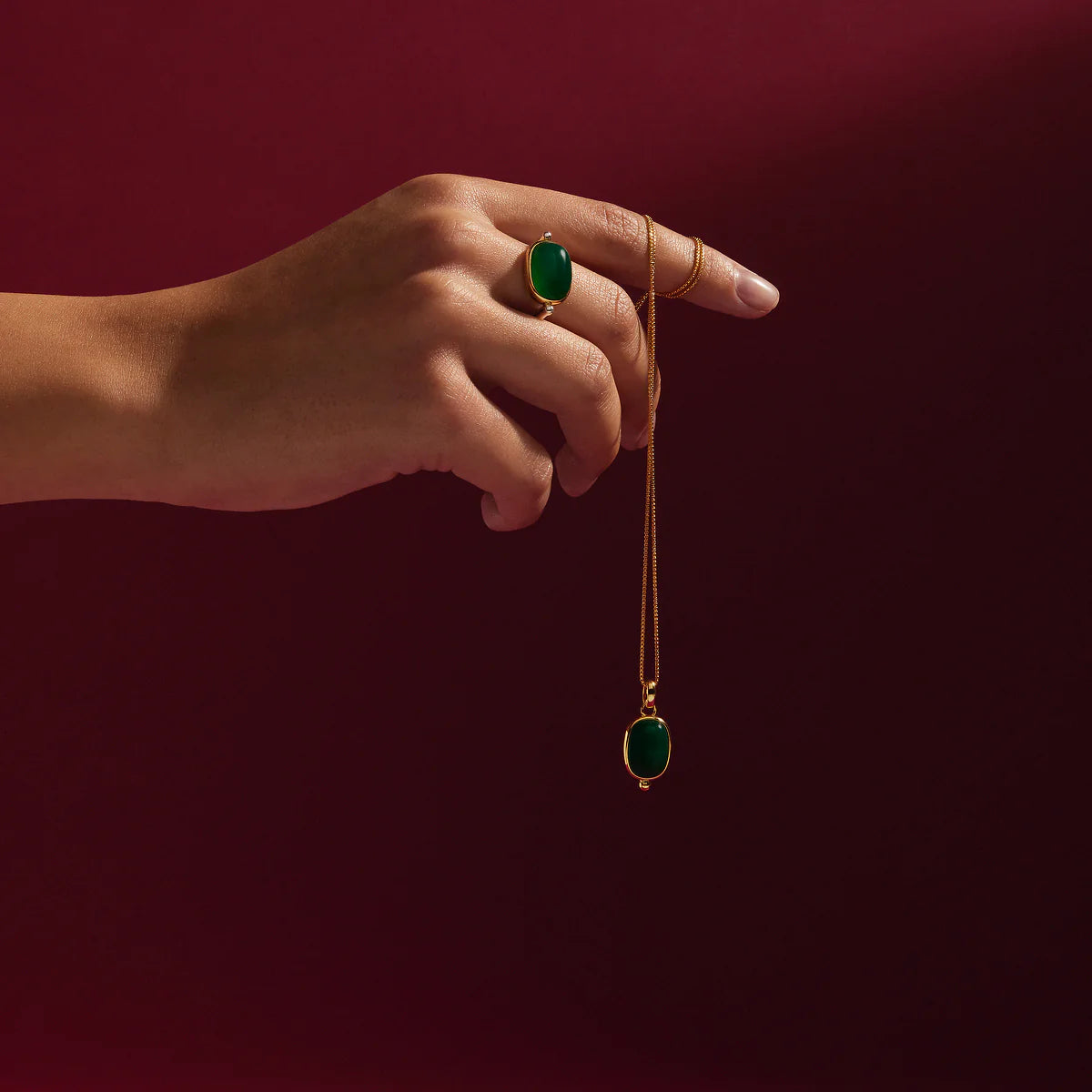 Najo - Fleur Green Onyx Pendant Necklace