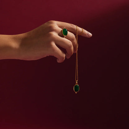 Najo - Fleur Green Onyx Pendant Necklace