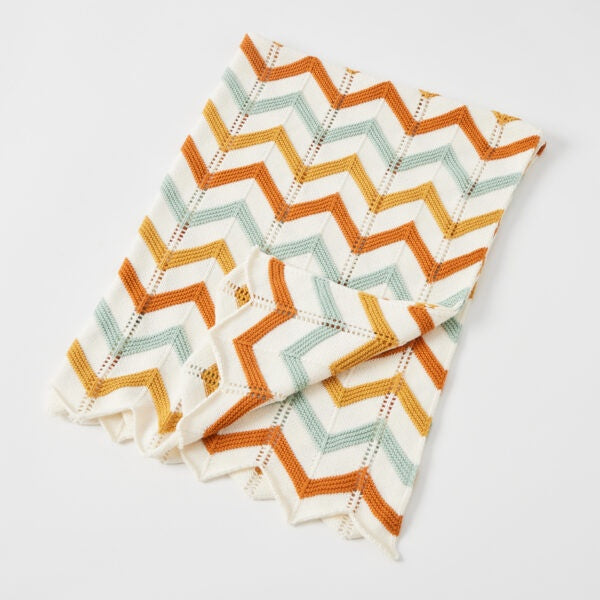 Jiggle & Giggle - Zig Zag Knit Blanket Brick