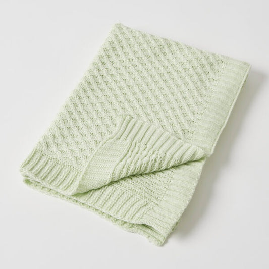 Jiggle & Giggle - Basket Weave Knit Blanket | Green