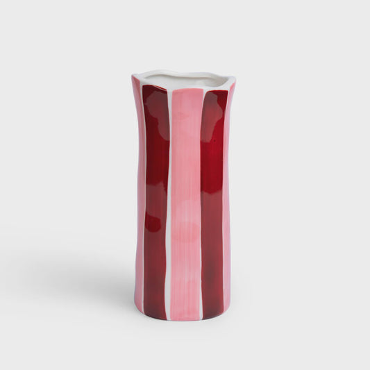 Noss & Co - Small Vase | Burgundy & Pink Stripe - The Ivy Room Adelaide
