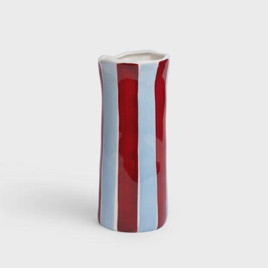 Noss & Co - Small Vase | Burgundy & Blue Stripe - The Ivy Room Adelaide