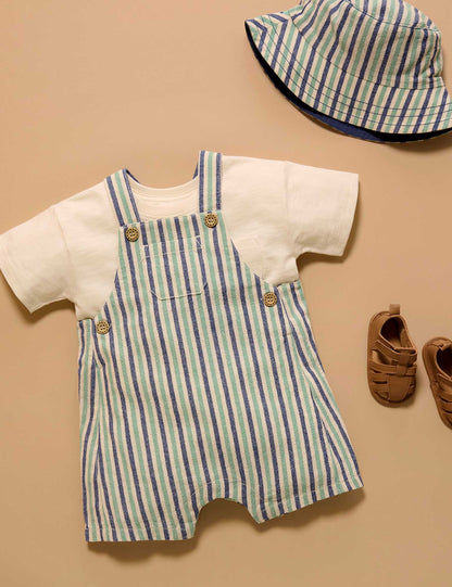 Purebaby - Striped Overalls