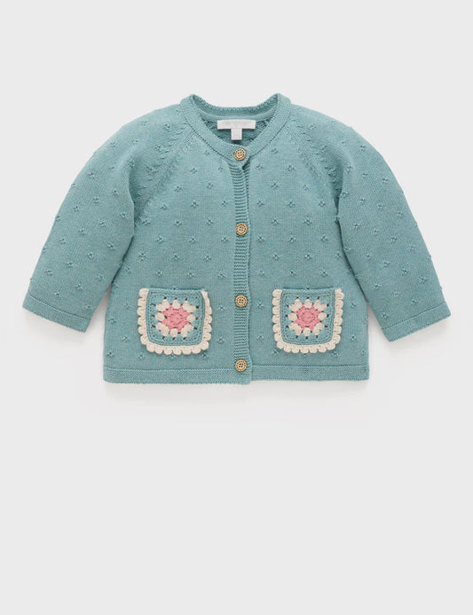 Purebaby - Crochet Pocket Cardigan