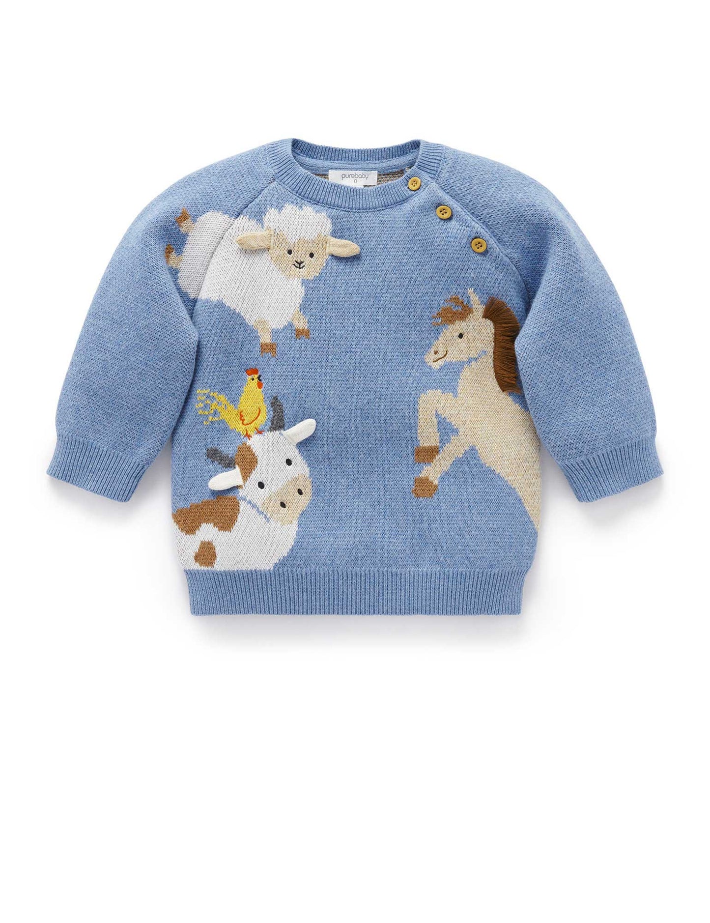 Pure Baby -  Animal Crackers Jumper Blue