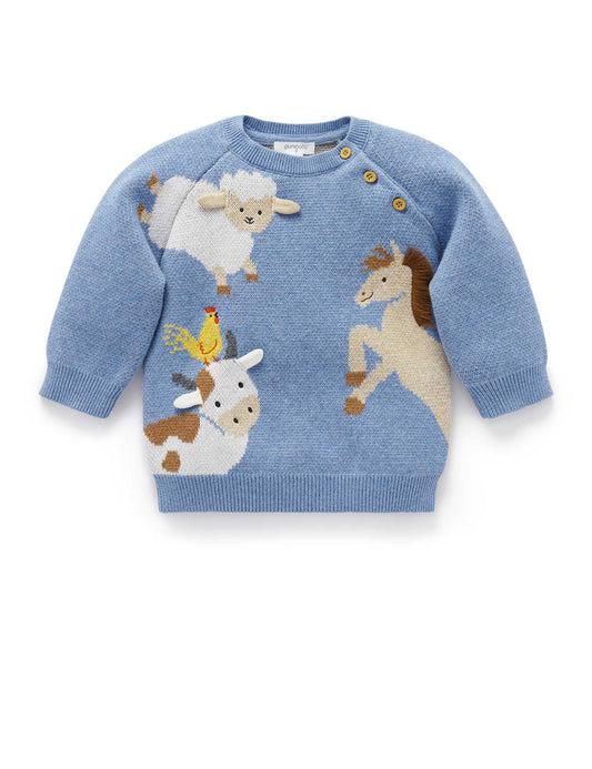 Pure Baby -  Animal Crackers Jumper Blue
