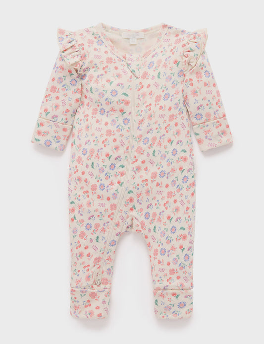 Purebaby - Zip Growsuit Flor