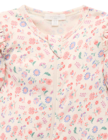 Purebaby - Zip Growsuit Flor