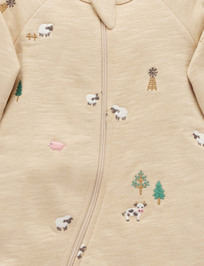 Pure Baby - Farm Friends Embroidered Fleece Growsuit - The Ivy Room Adelaide