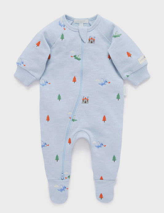 Purebaby - Embroidered Fleece Growsuit | Dragon