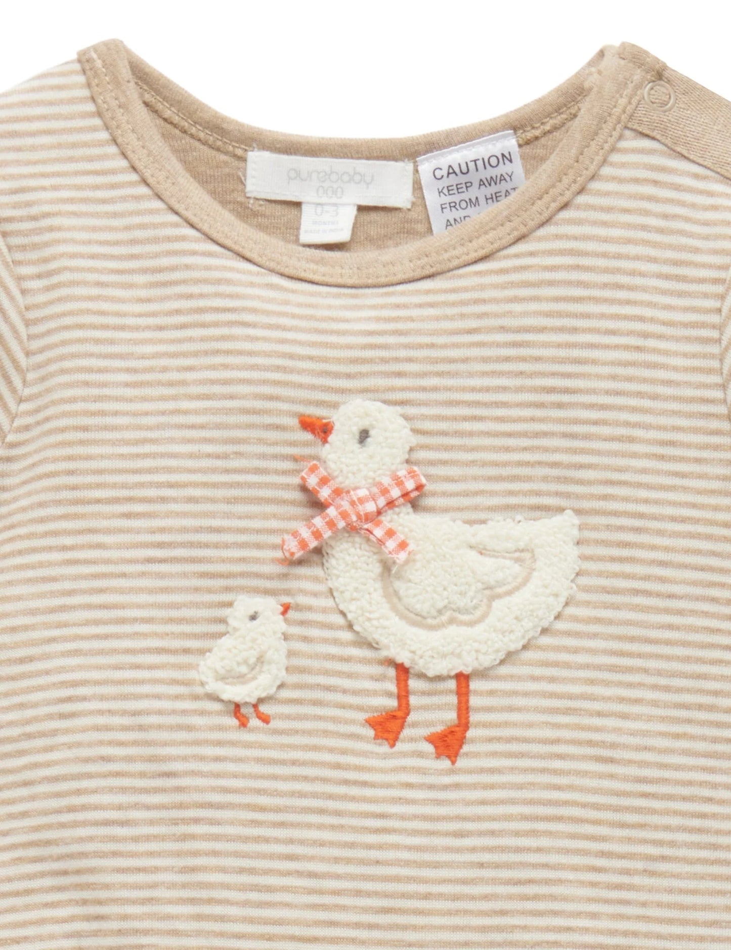 Purebaby - Mini Stripe Growsuit Duck