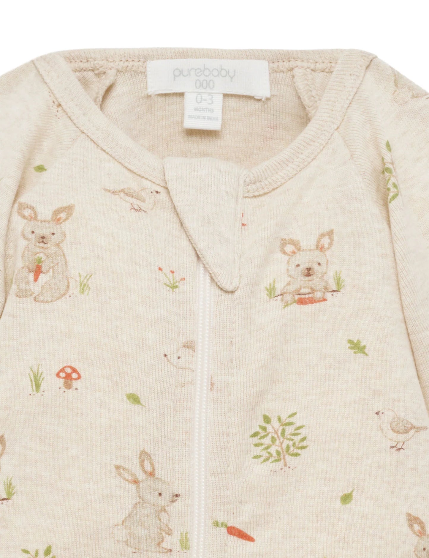 Purebaby - Bunny Zip Growsuit