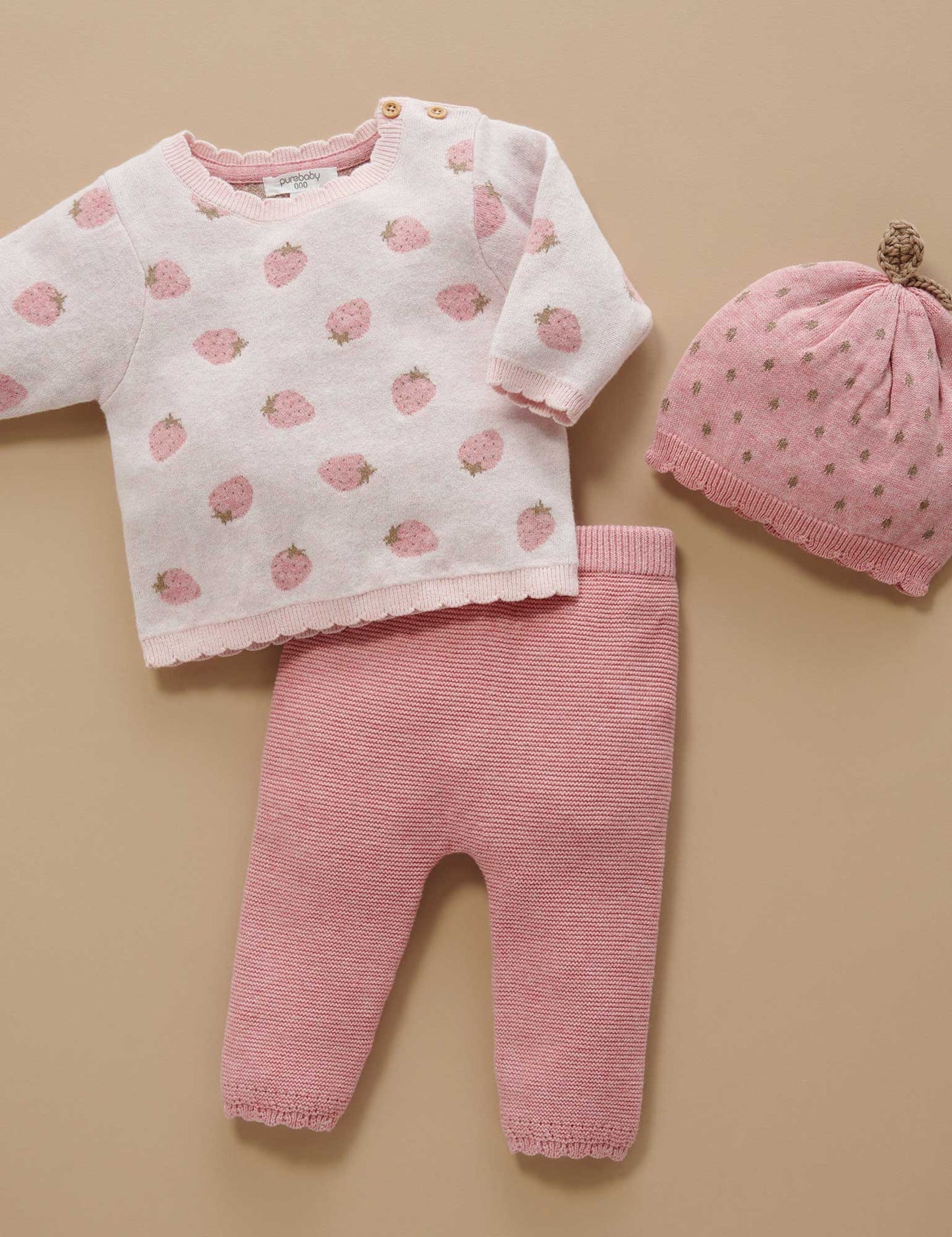 Pure Baby - Strawberry Jacquard Jumper