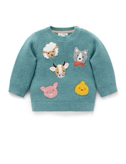 Pure Baby - Green Farm Friends Jumper - The Ivy Room Adelaide