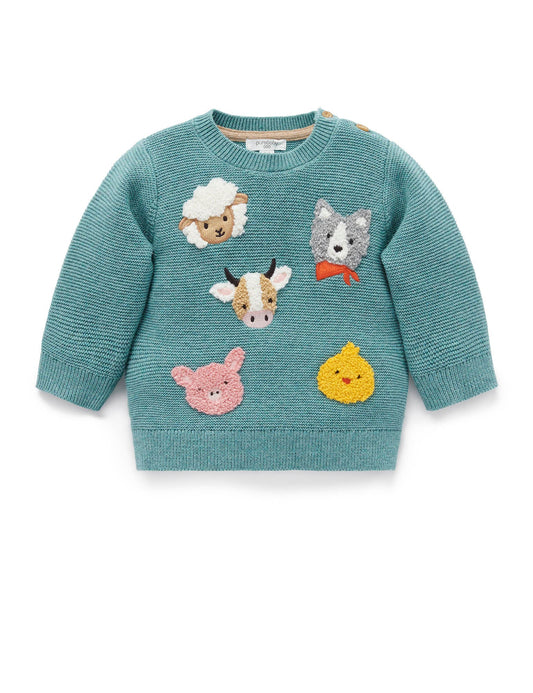 Pure Baby - Green Farm Friends Jumper