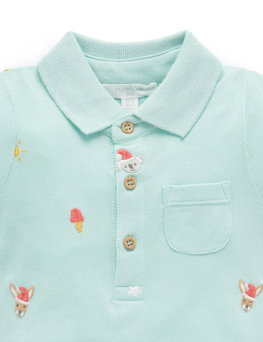 Purebaby -  Christmas Polo Growsuit