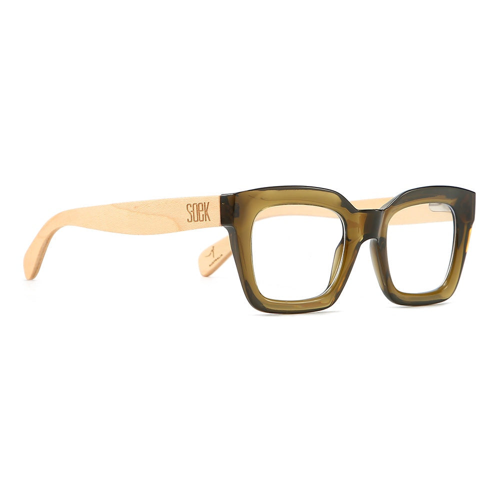 Soek - Zahra Khaki Wooden Blue Light Magnifying Reader - The Ivy Room Adelaide