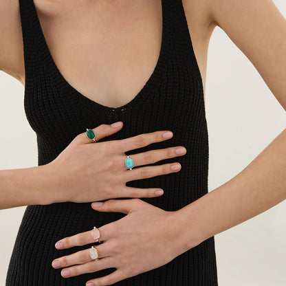 Najo - Fleur Rainbow Moonstone Ring