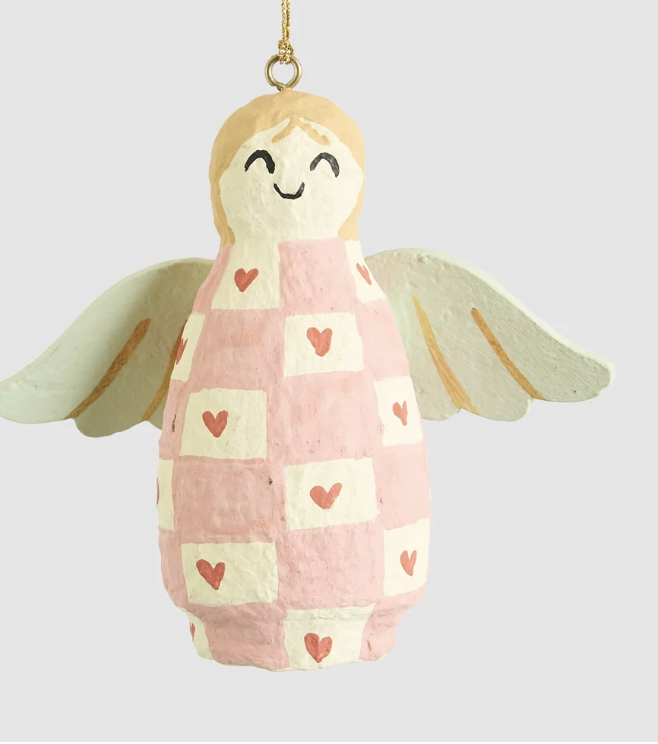 Mache Angel Hanging Decoration Pink Square