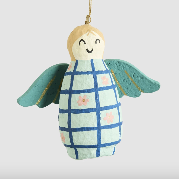 Mache Angel Hanging Decoration Light Blue