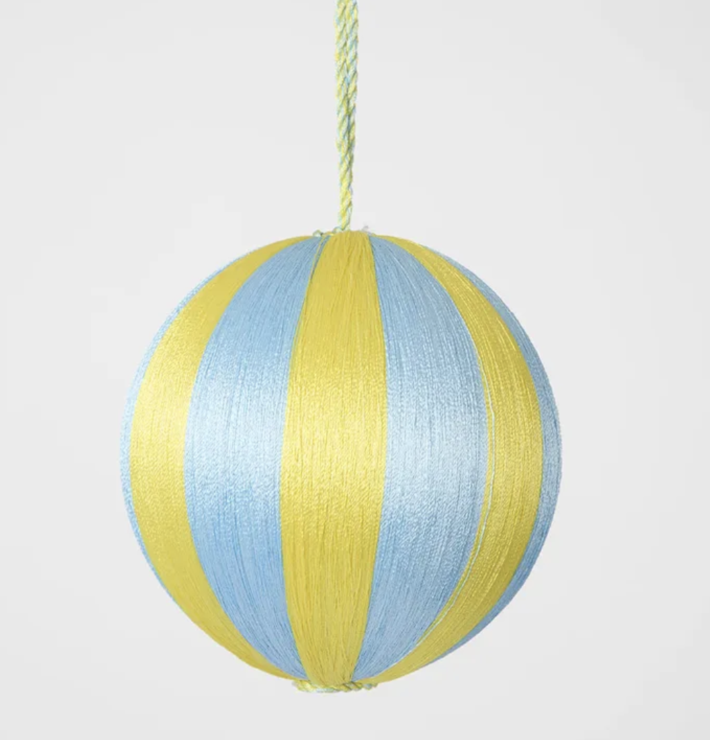 Vixen & Velvet - Christmas Silk Bauble | Med Blue/Yellow - The Ivy Room Adelaide