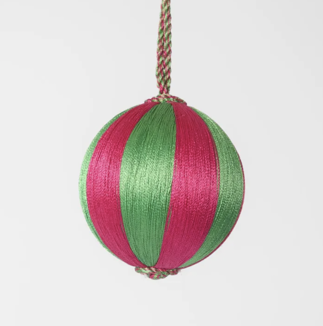 Vixen & Velvet - Christmas Silk Bauble | Small Pink/Green - The Ivy Room Adelaide