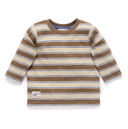 Purebaby - Long Sleeve Stripey Tee / Oatmeal - The Ivy Room Adelaide