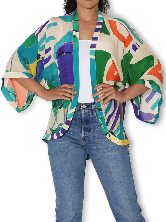 The Artist Label - Silk Kimono Collage of Toucans