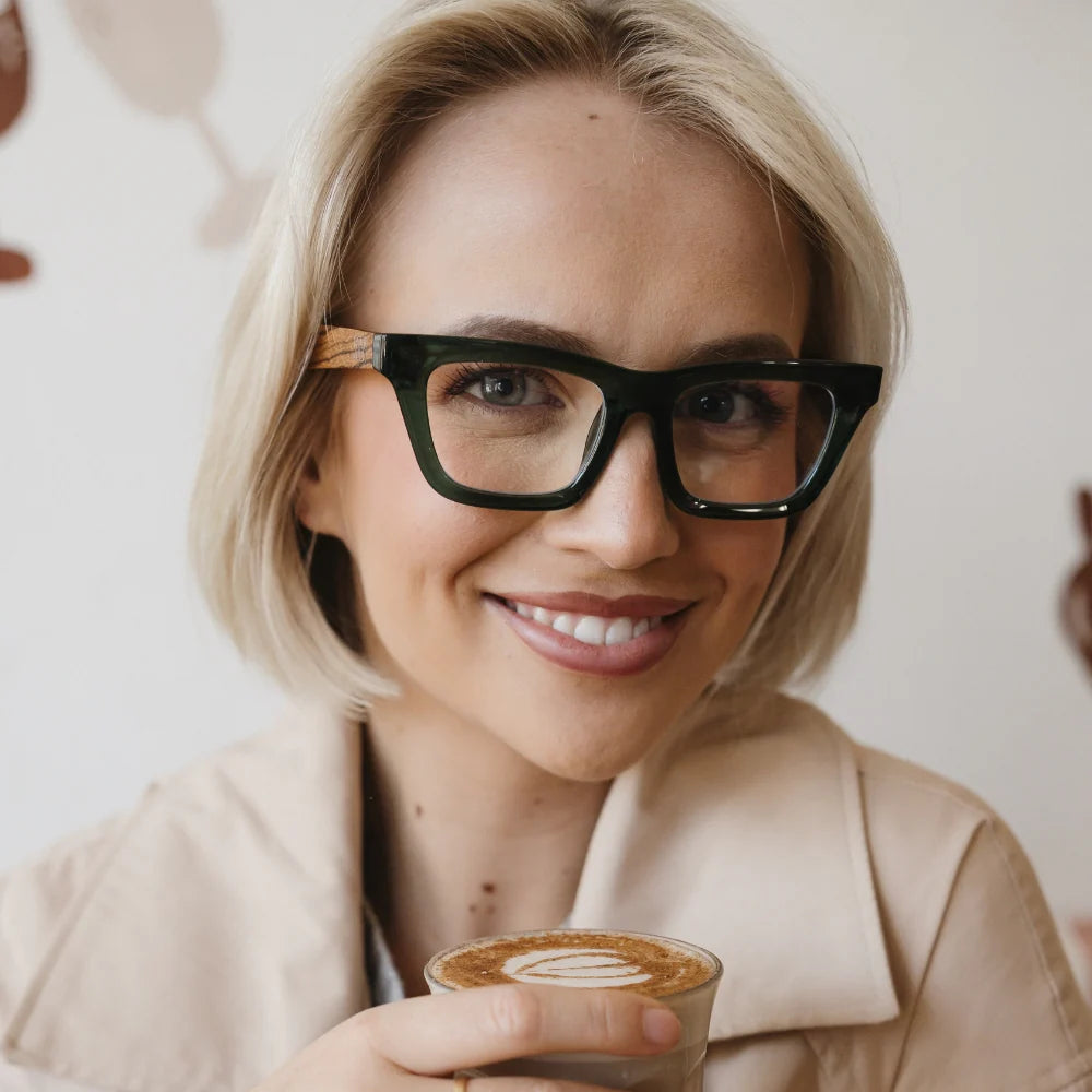 Soek - Zahra Khaki Wooden Blue Light Magnifying Reader - The Ivy Room Adelaide