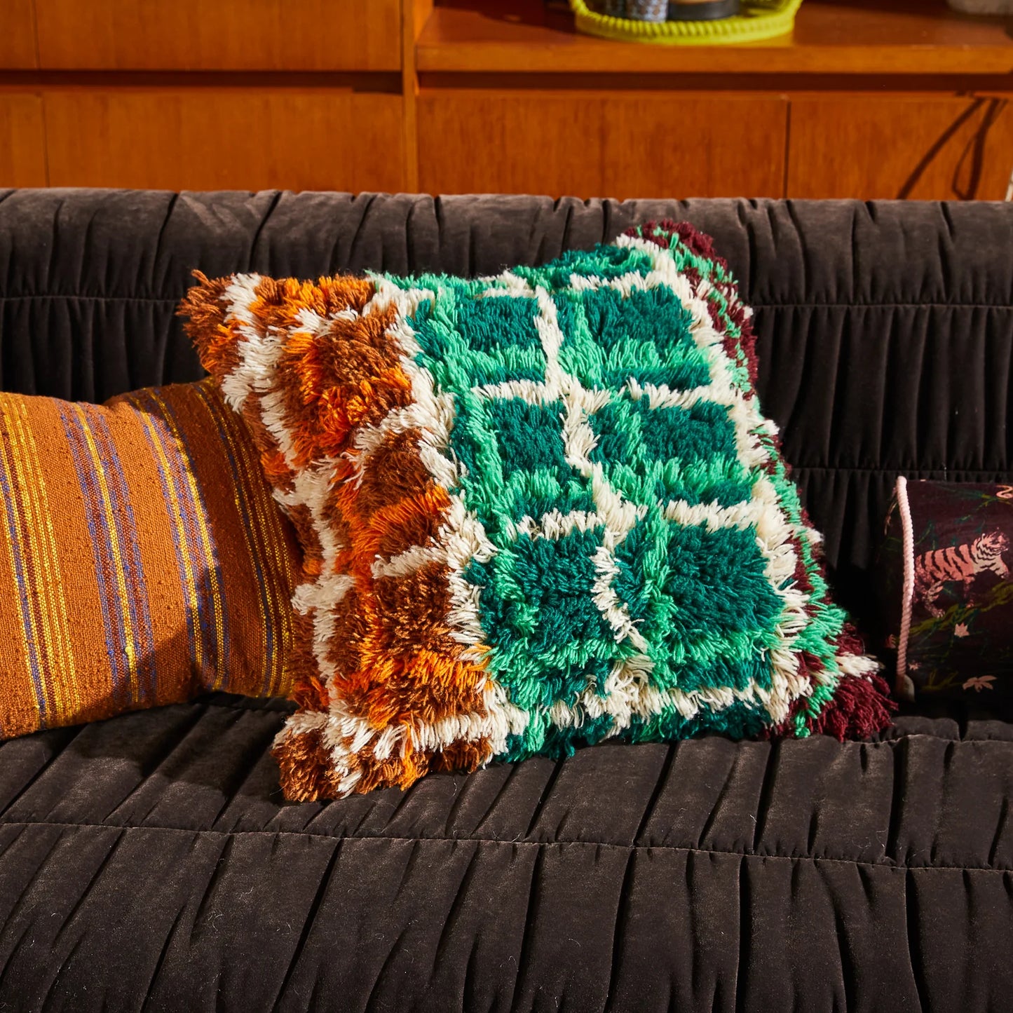 Sage x Clare - Karina Shag Cushion | Verdant