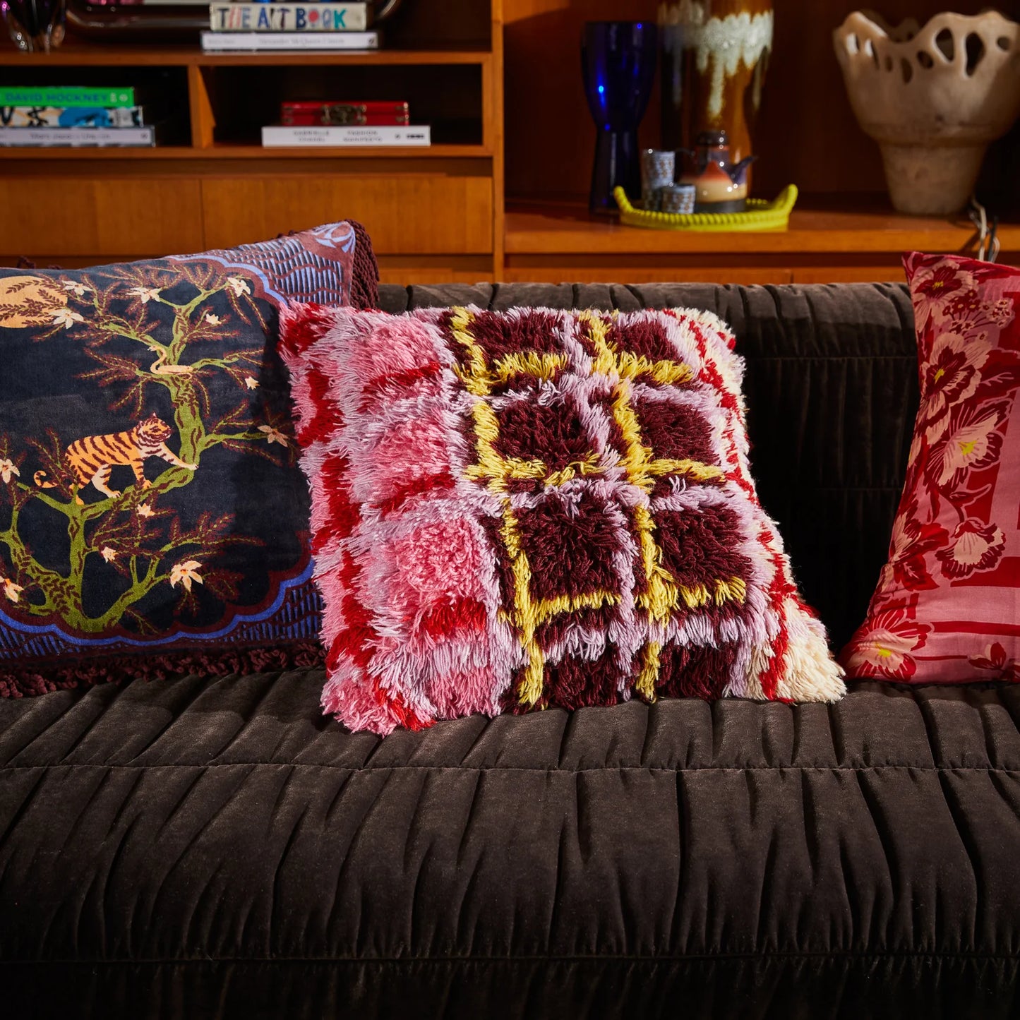 Sage x Clare - Karina Shag Cushion | Rosewood