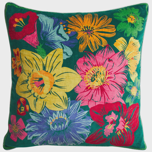 Sage x Clare - Ines Velvet Cushion / Verdant