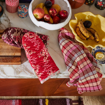 Sage x Clare - Stela Check Tea Towel | Pansy