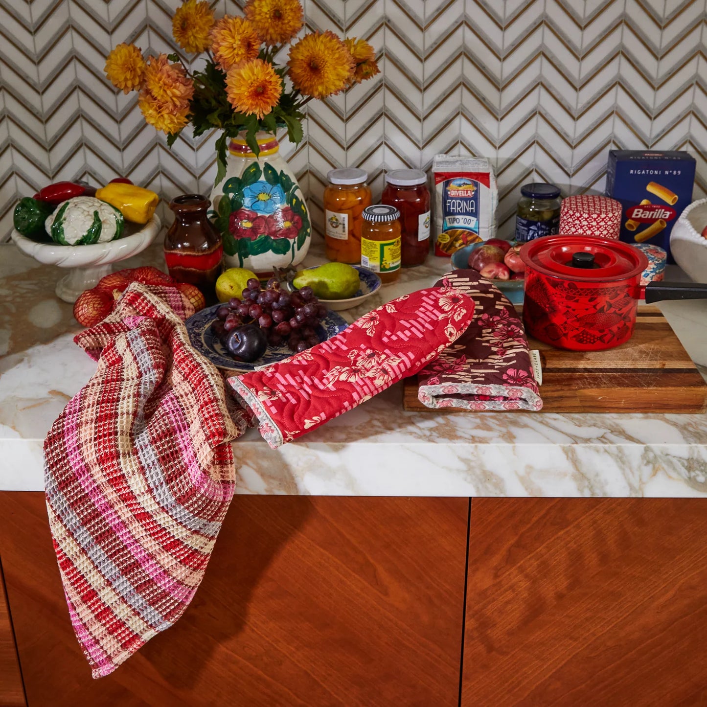 Sage x Clare - Stela Check Tea Towel | Pansy