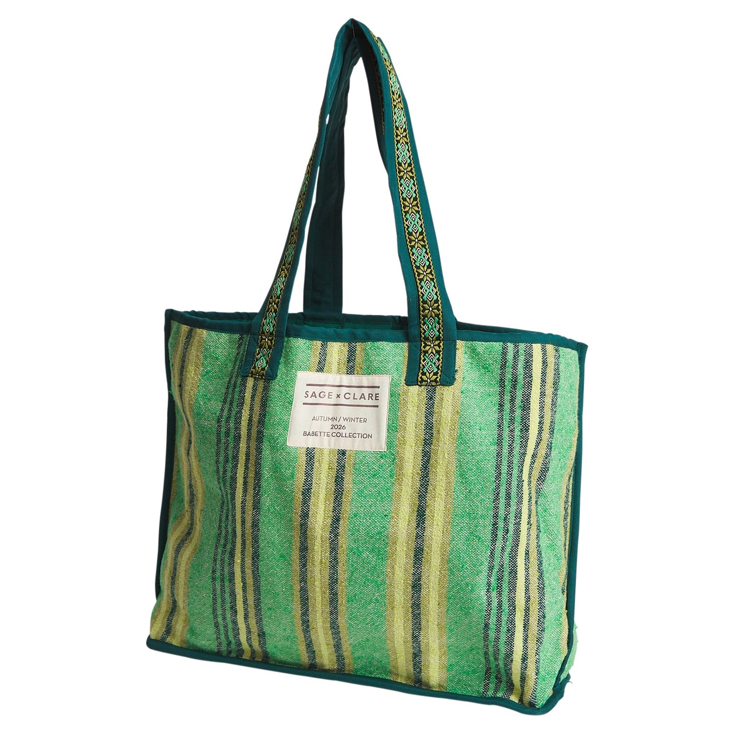Sage x Clare - Nicolette Woven Tote Bag / Spring Green