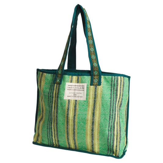 Sage x Clare - Nicolette Woven Tote Bag / Spring Green
