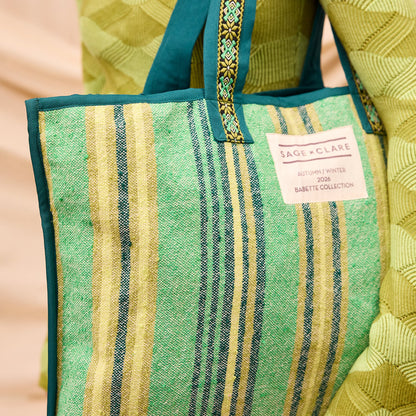 Sage x Clare - Nicolette Woven Tote Bag / Spring Green