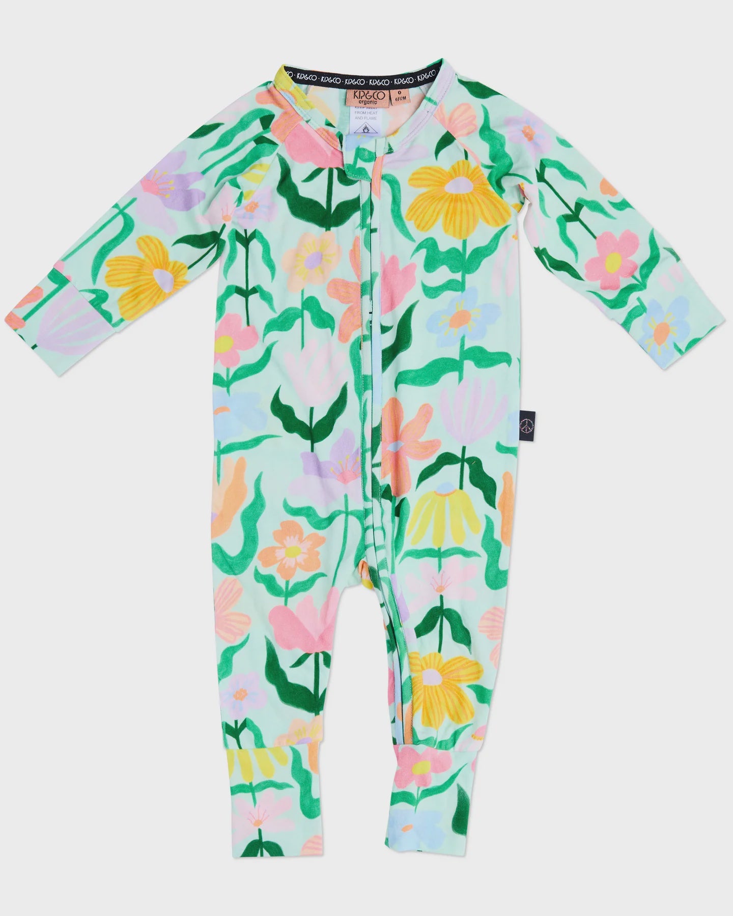 Kip & Co - Popping Flowers Organic Long Sleeve Zip Romper - The Ivy Room Adelaide