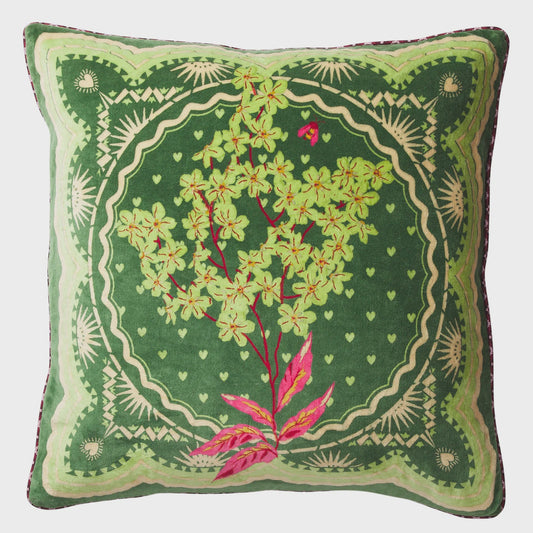 Sage x Clare - Marnie Velvet Cushion / Hunter Green