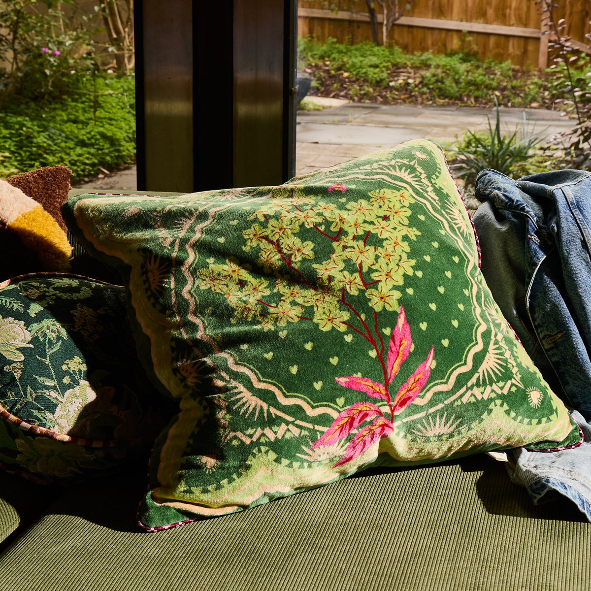 Sage x Clare - Marnie Velvet Cushion / Hunter Green