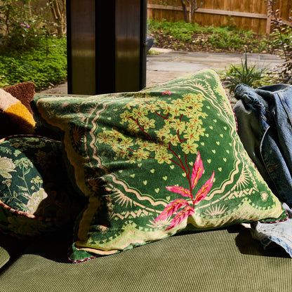 Sage x Clare - Marnie Velvet Cushion / Hunter Green