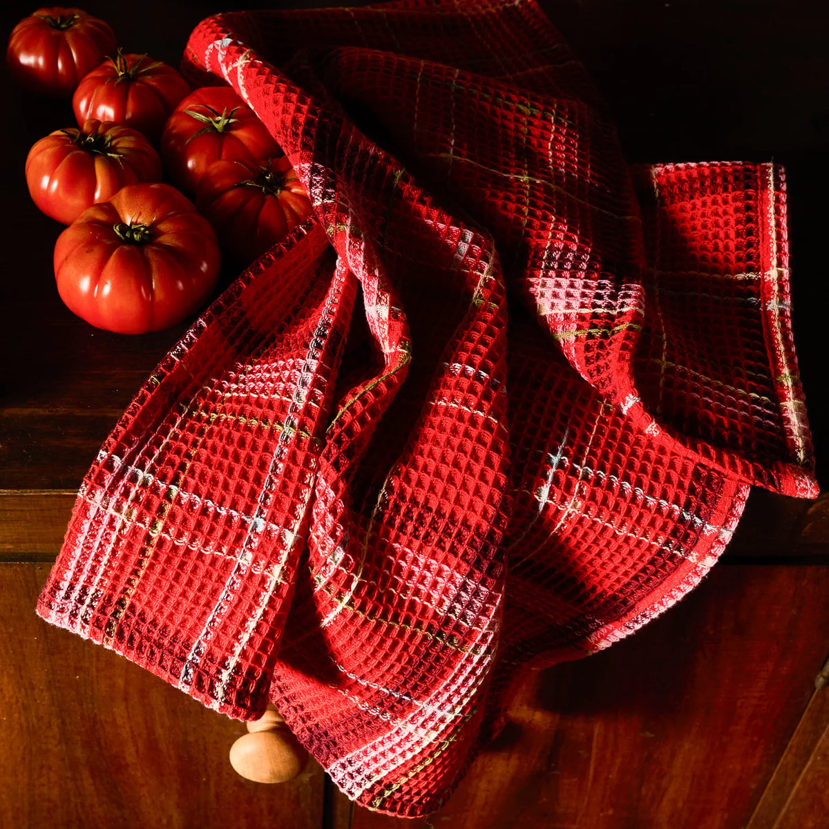 Sage x Clare - Frances Waffle Tea Towel / Poppy