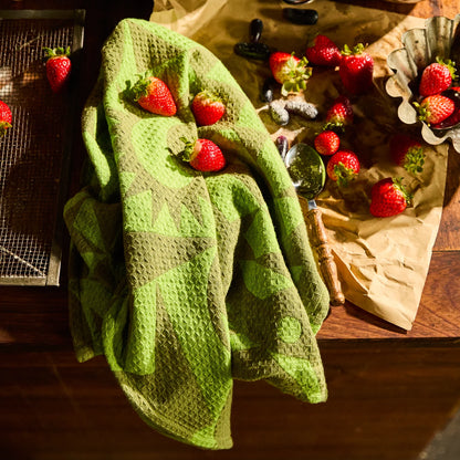 Sage x Clare - Nora Tea Tea Towel / Cactus Green