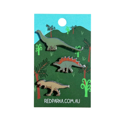 Red Parka - Dinosaur Trio Pin Set