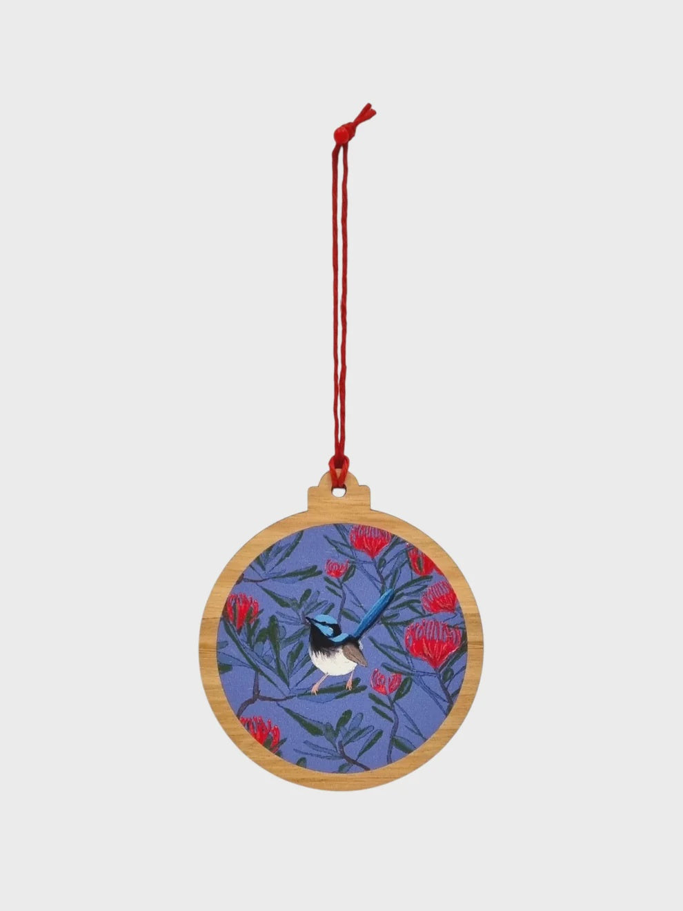Red Parka - Fairy Wren Wooden Christmas Decoration