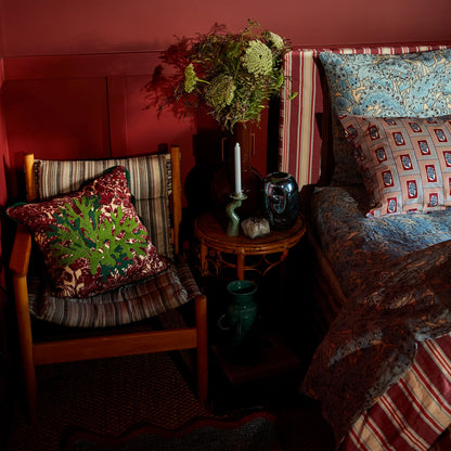 Sage x Clare - Lucia Embroidered Cushion / Crimson