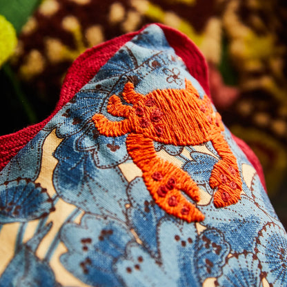 Sage x Clare - Lucia Embroidered Cushion / Cerulean