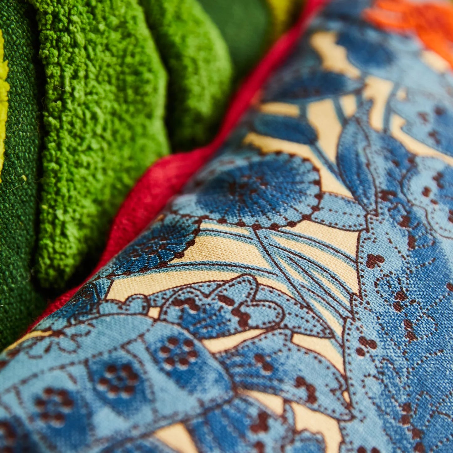 Sage x Clare - Lucia Embroidered Cushion / Cerulean