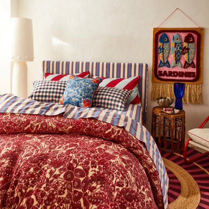 Sage x Clare - Lucia Embroidered Cushion / Cerulean